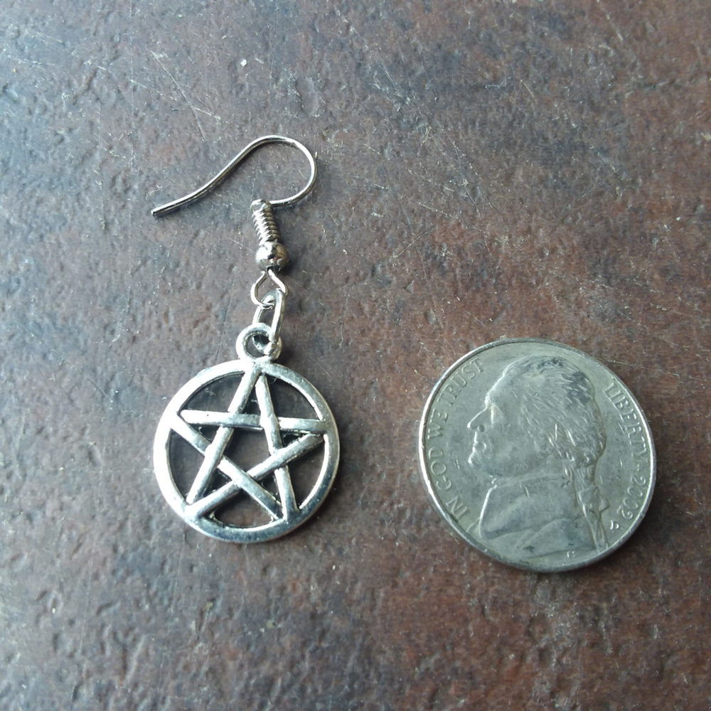 Pentagram Pentacle Earring Set Wicca Pagan 2pcs - Picture 3 of 3